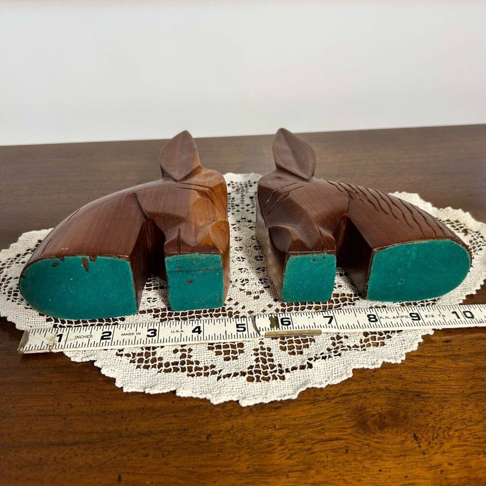 MCM hand carved teak donkey bookends - Picture 10 of 10